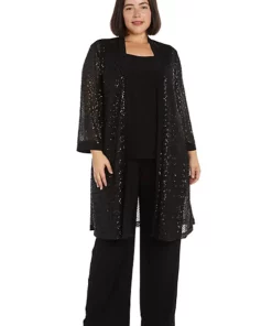 R & M Richards 3Pc 3 4 Sleeve Sequin Jacket Over Ity Pant Set -R & M Richards Shop Belk 42
