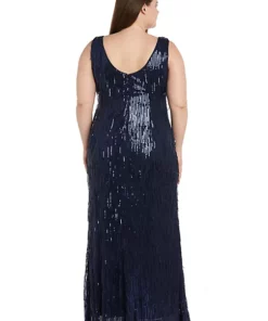 R & M Richards 1Pc Long Emb Sequin Fringe Shimmy Dress -R & M Richards Shop Belk 429