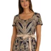 R & M Richards Women's Long Printed Wrap Overskirt Dress