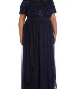 R & M Richards Plus Size Short Sleeve Soutache Dress