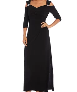 R & M Richards Petite Bead Neck Dress and Flyaway Sheer Jacket Set