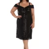 R & M Richards Short Beaded Off The Shoulder Beaded Dress With Portrait Neckline