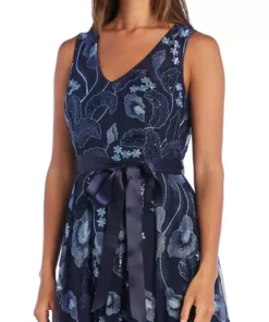 R & M Richards Petite All Over Long Embroidered Lace Sleeveless V-Neck Dress with Sash 8 R & M Richards Petite All Over Long Embroidered Lace Sleeveless V-Neck Dress with Sash -R & M Richards Shop Belk 53