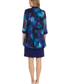 R & M Richards 2Pc Printed Chiffon Jacket Dress With Solid Tank Dress And Detachable Necklace -R & M Richards Shop Belk 94