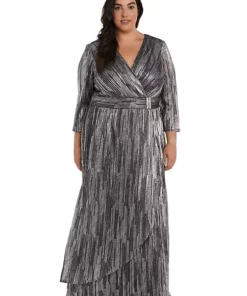 R & M Richards 2Pc Print Yuryu Chiffon With Lurex Jacket Dress